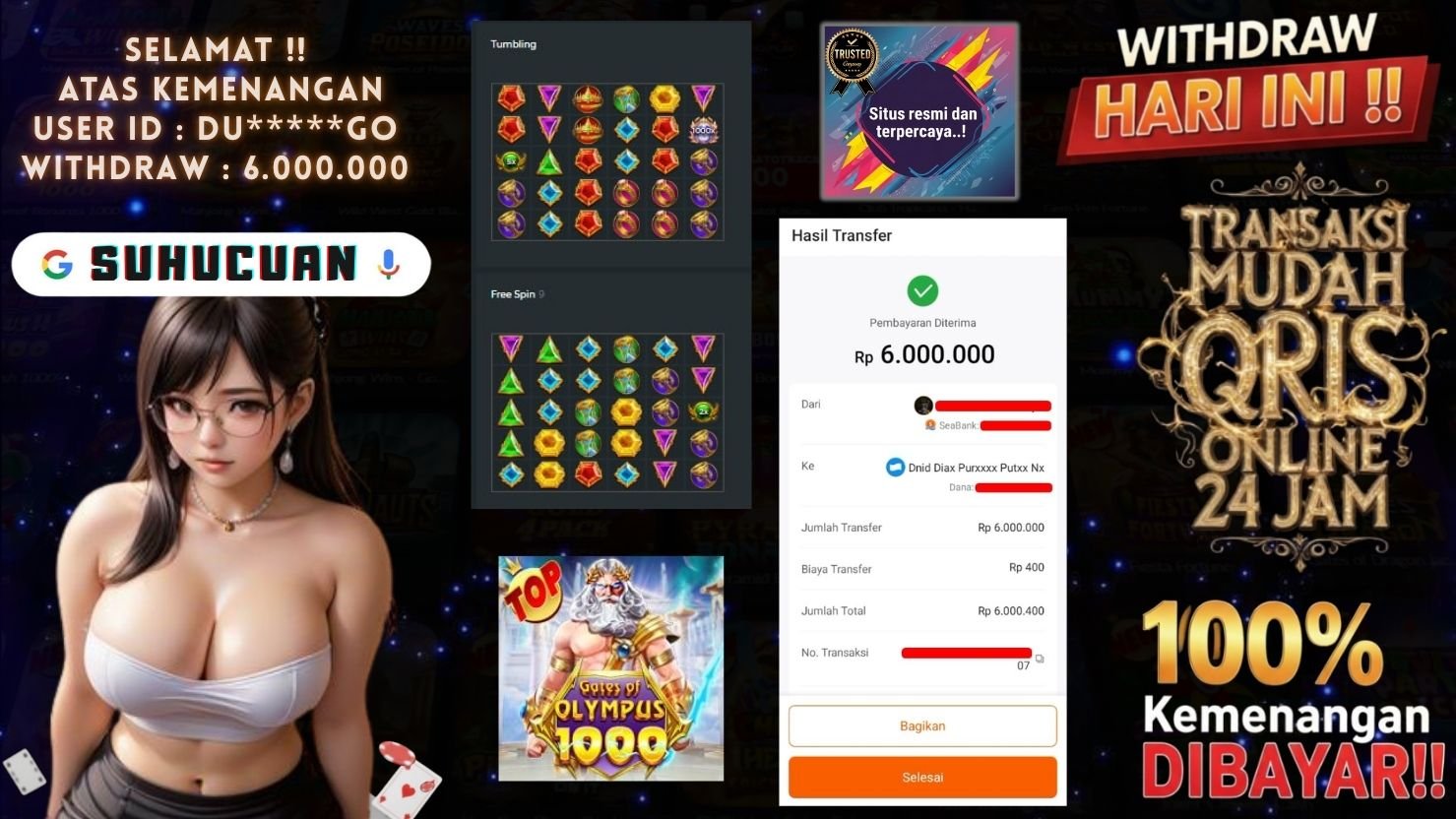 SUHUCUAN JACKPOT SLOT GATES OF OLYMPUS 1000